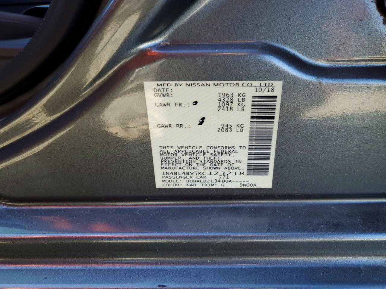 2019 NISSAN ALTIMA S photo 12