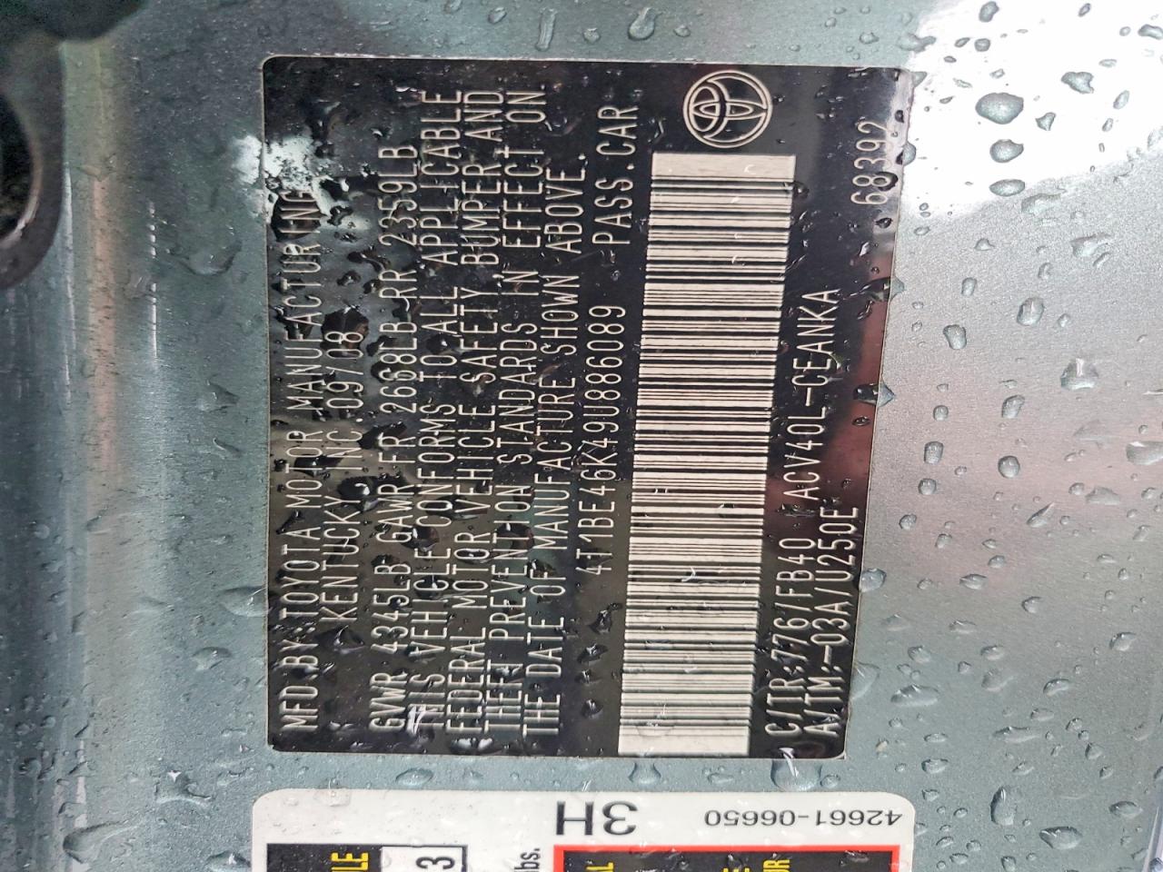 2009 TOYOTA CAMRY BASE photo 12