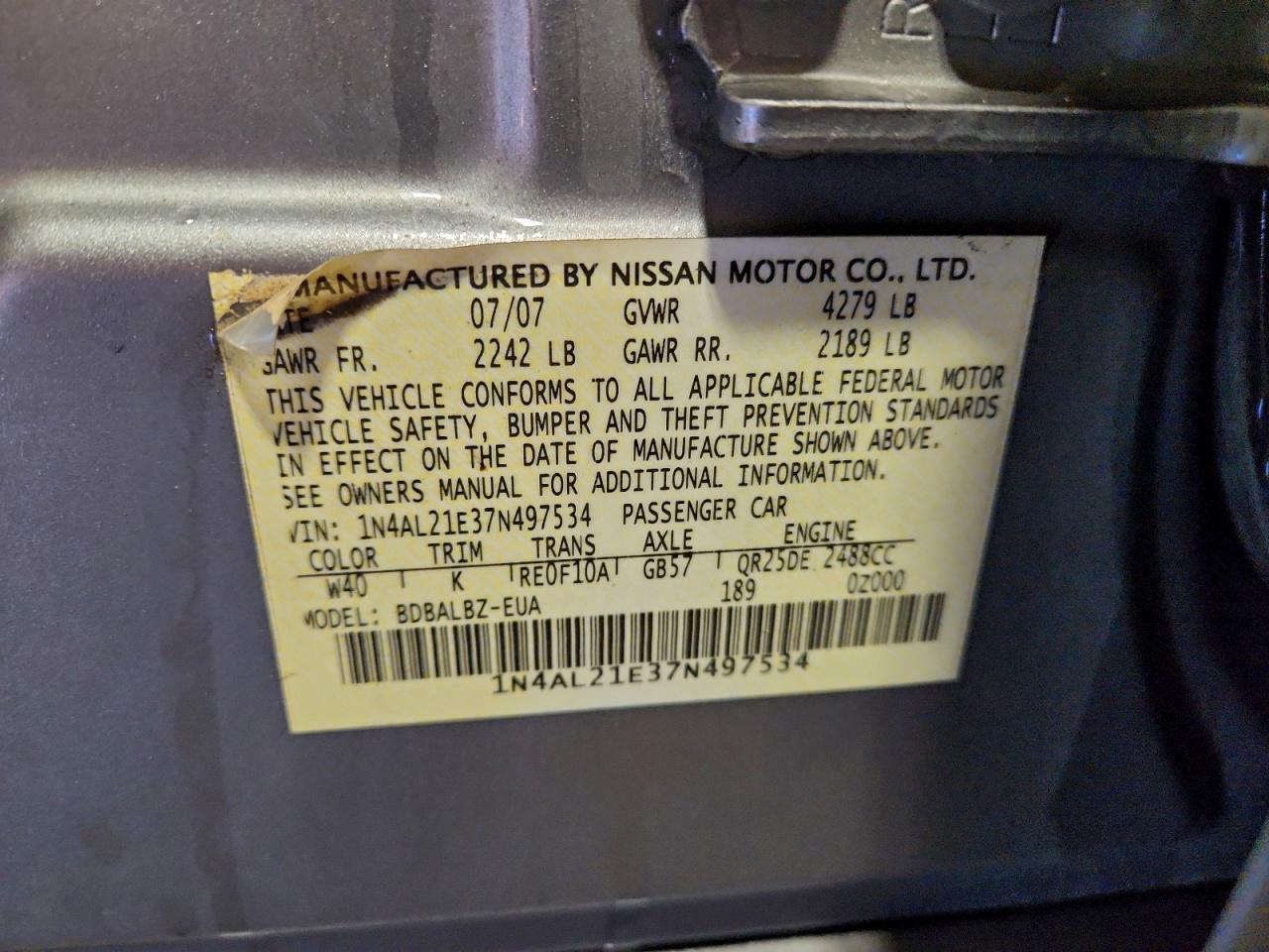 2007 NISSAN ALTIMA 2.5 photo 13