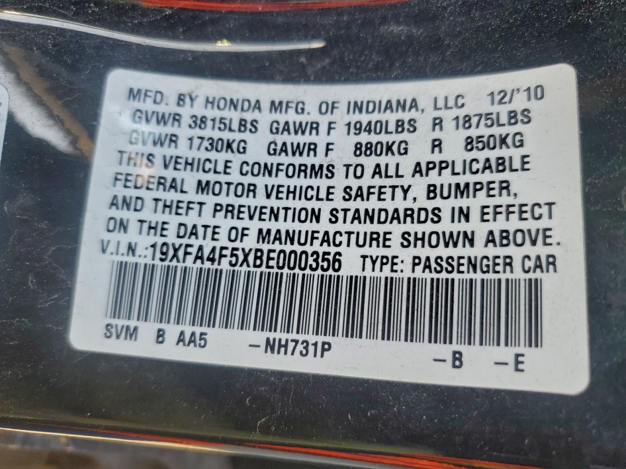 2011 HONDA CIVIC GX photo 12