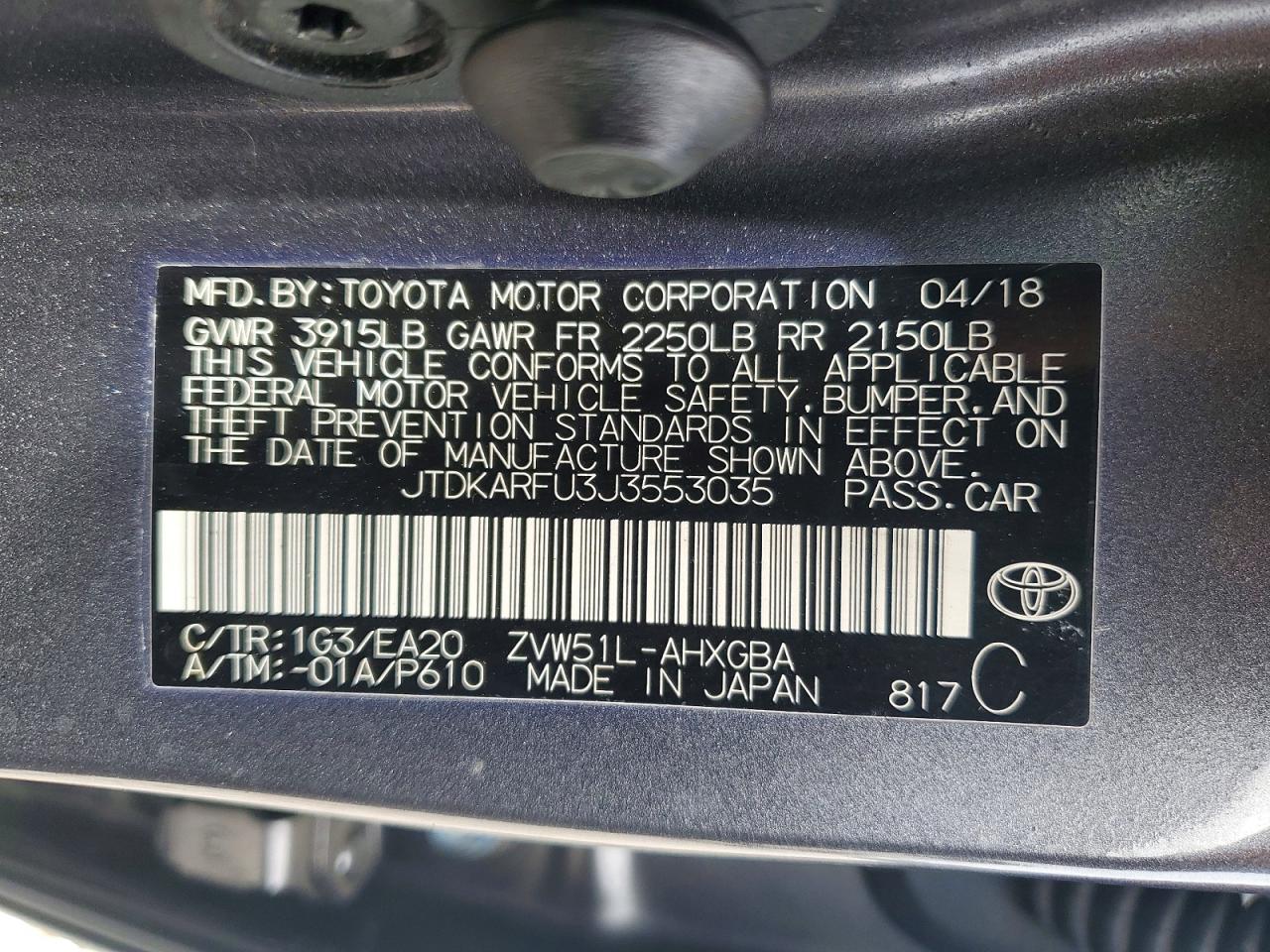 2018 TOYOTA PRIUS photo 13