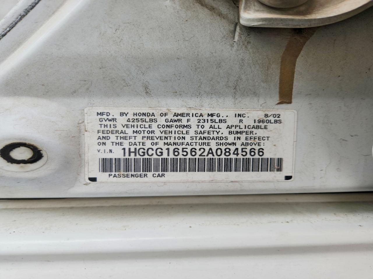 2002 HONDA ACCORD EX photo 13
