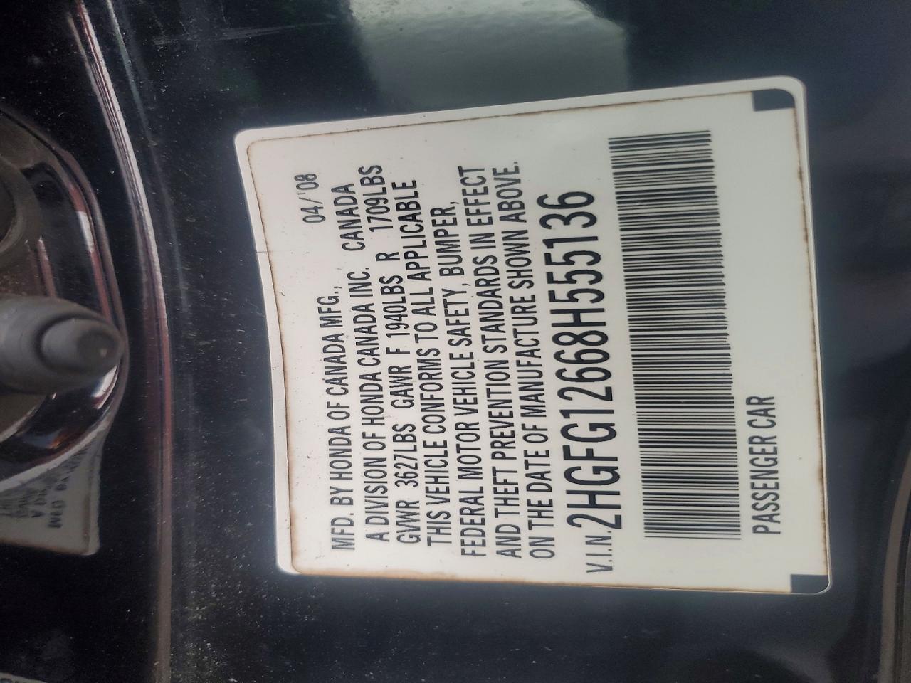 2008 HONDA CIVIC LX photo 12
