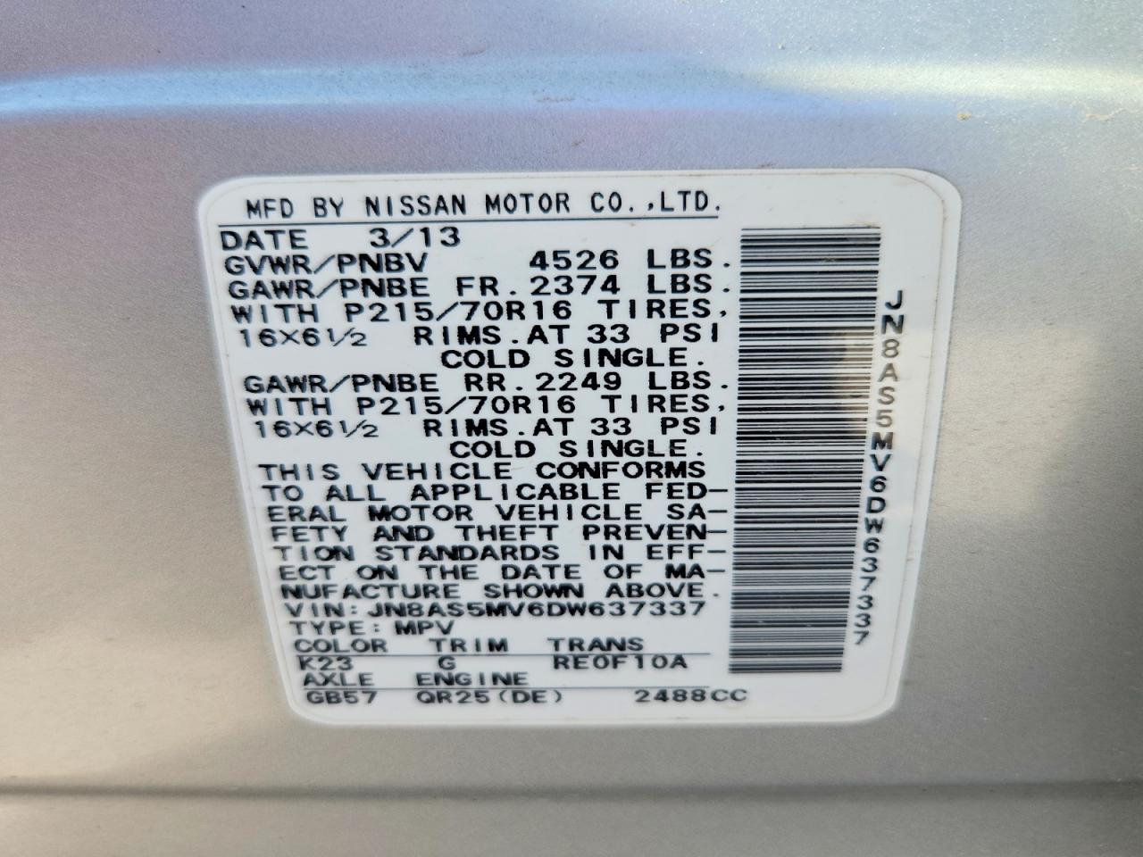 2013 NISSAN ROGUE S photo 14