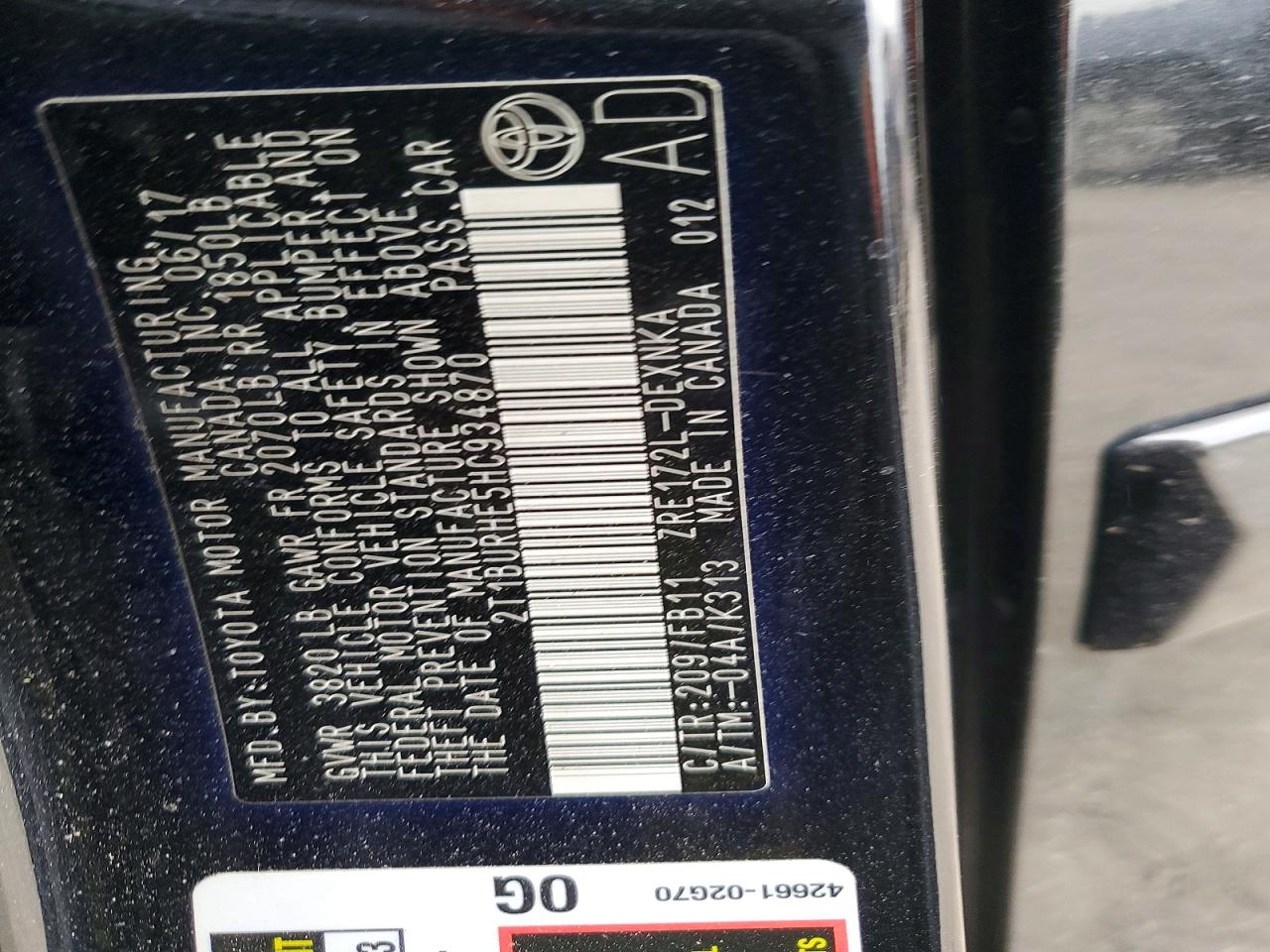 2017 TOYOTA COROLLA L photo 12