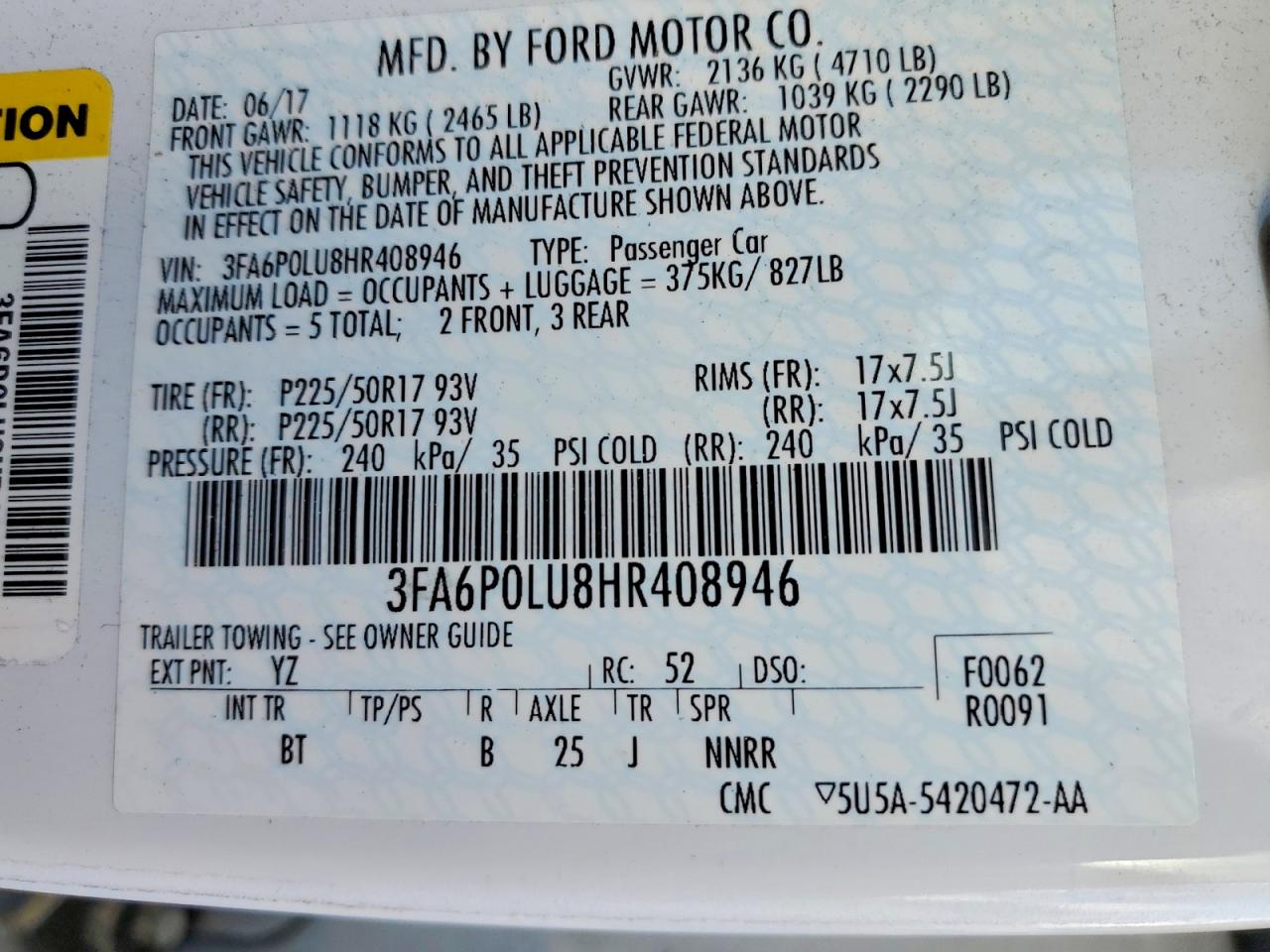 2017 FORD FUSION SE HYBRID photo 12