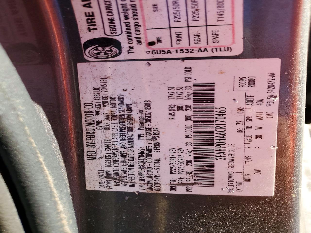2012 FORD FUSION SE photo 12