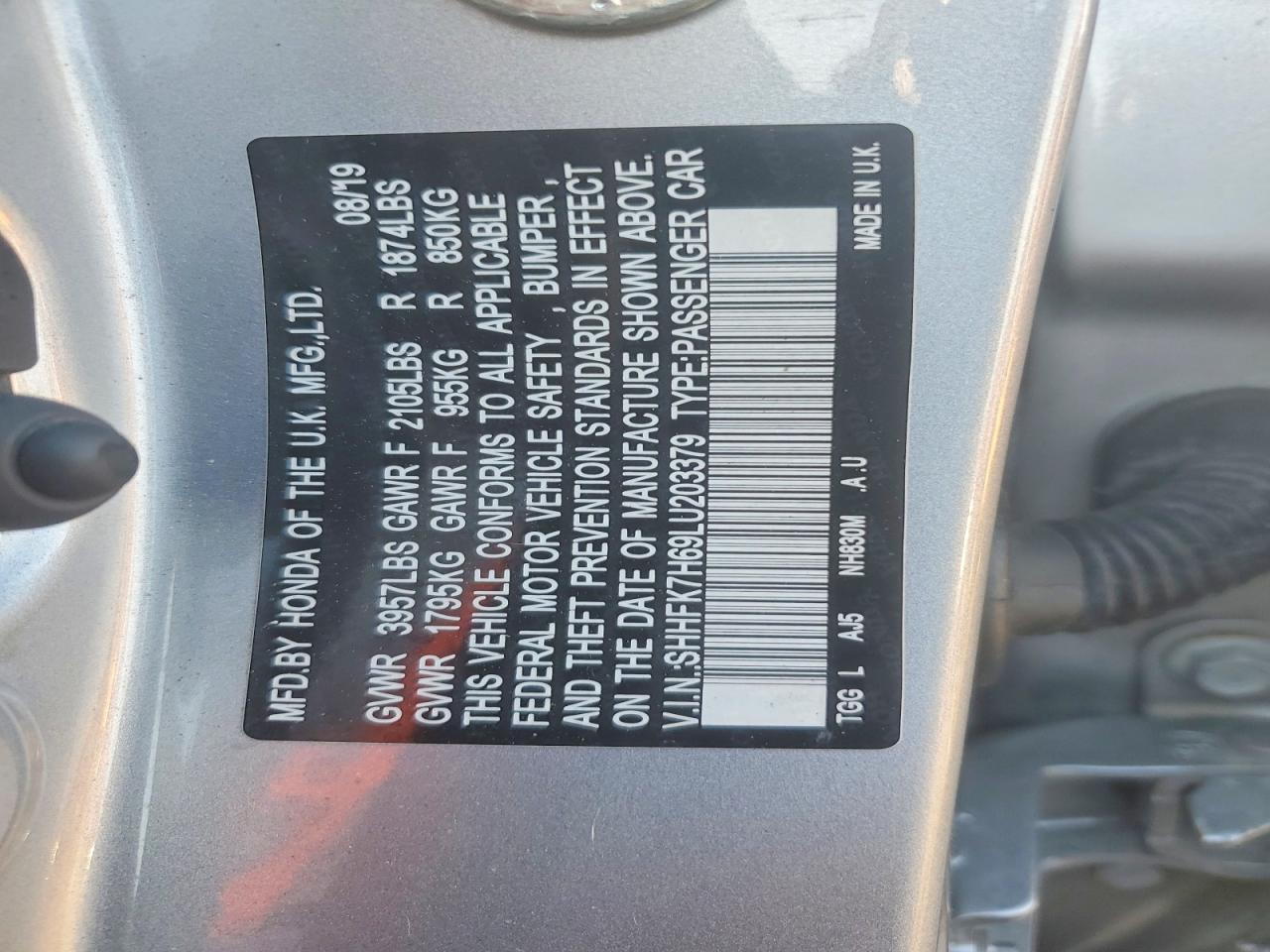 2020 HONDA CIVIC EX photo 13