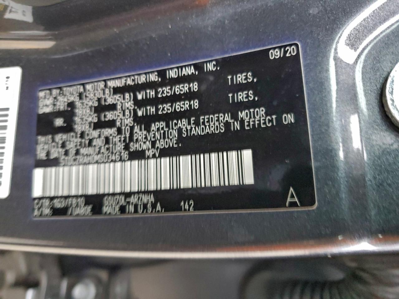 2021 TOYOTA HIGHLANDER L photo 13