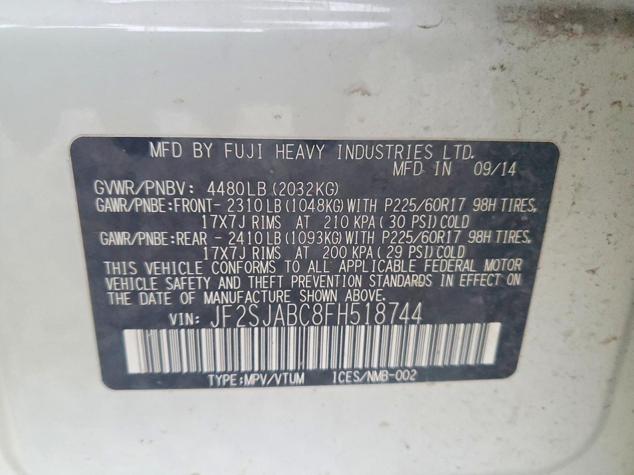 2015 SUBARU FORESTER 2.5I photo 13