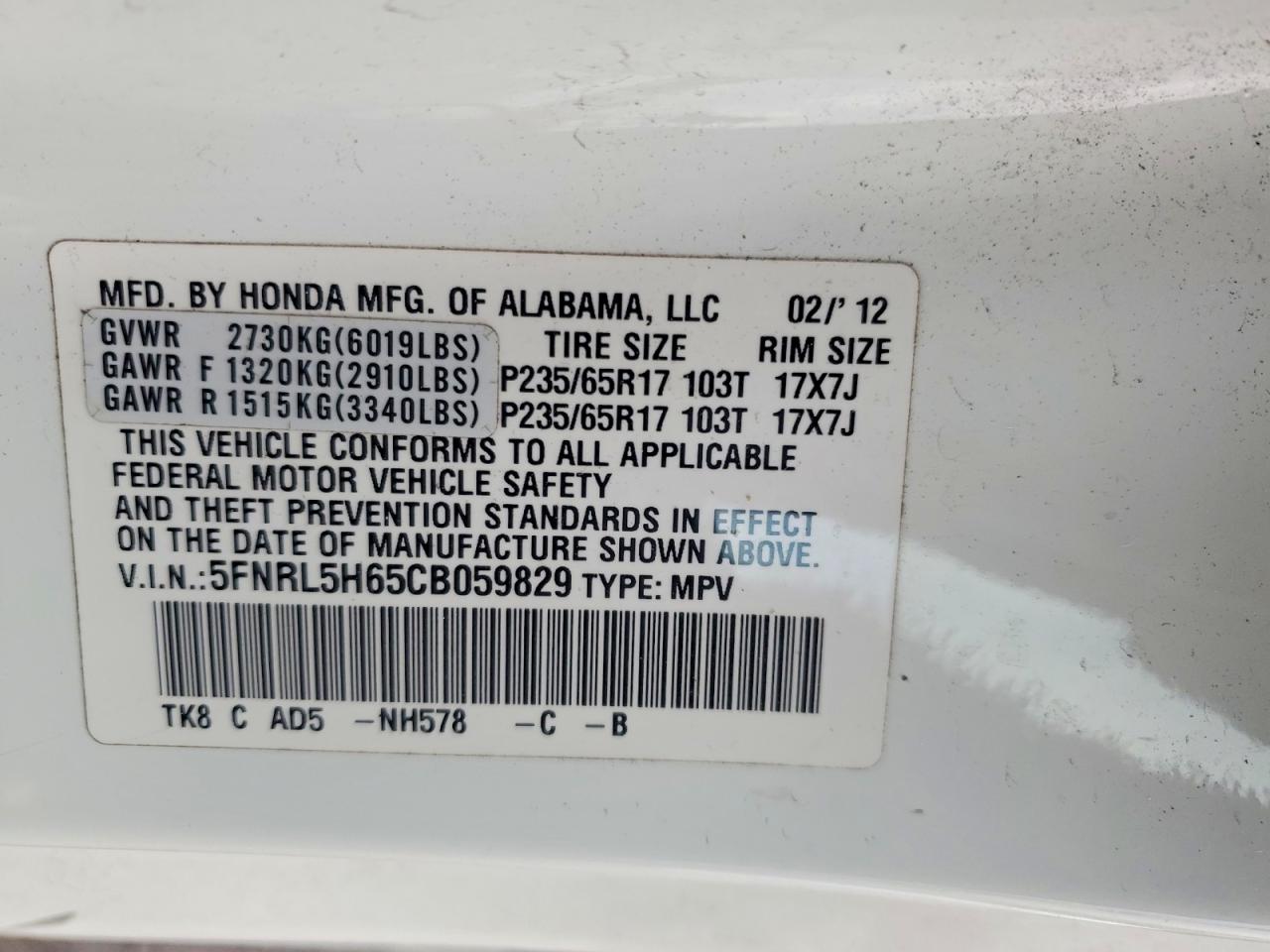 2012 HONDA ODYSSEY EXL photo 13