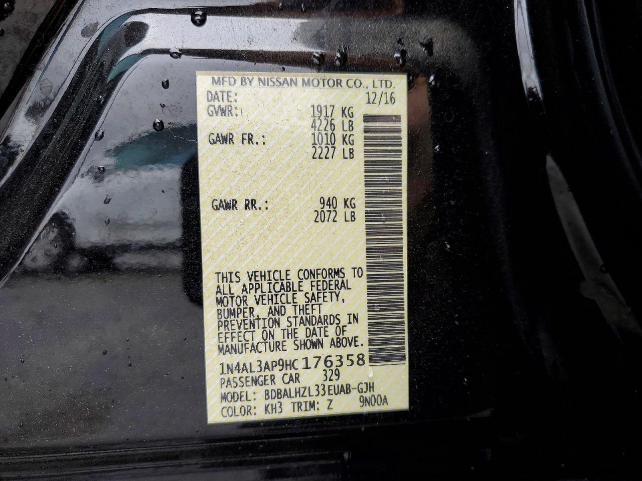 2017 NISSAN ALTIMA 2.5 photo 12