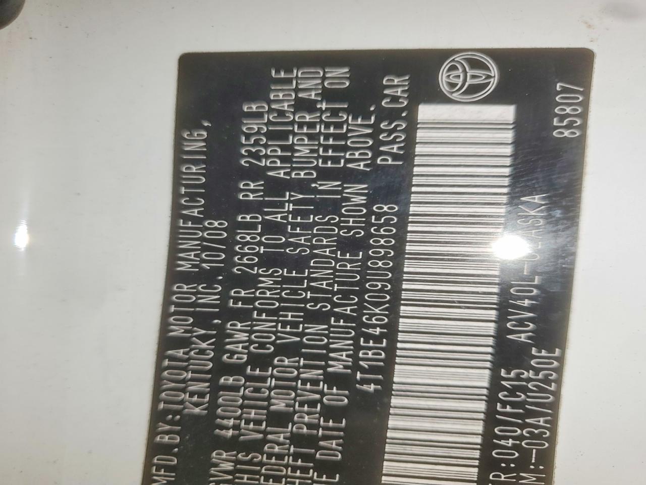 2009 TOYOTA CAMRY BASE photo 14