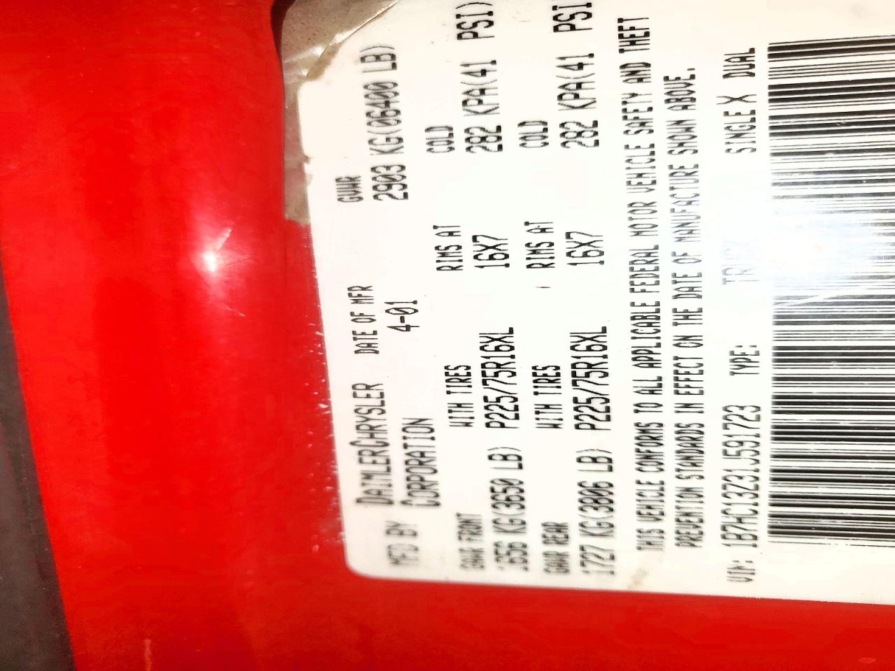 2001 DODGE RAM 1500 photo 14