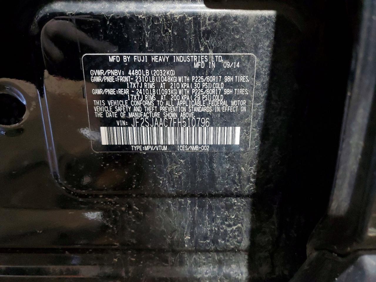 2015 SUBARU FORESTER 2.5I photo 14