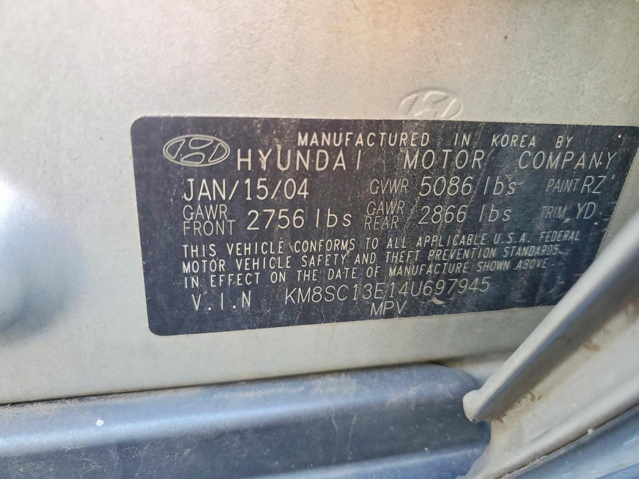 2004 HYUNDAI SANTA FE GLS photo 13