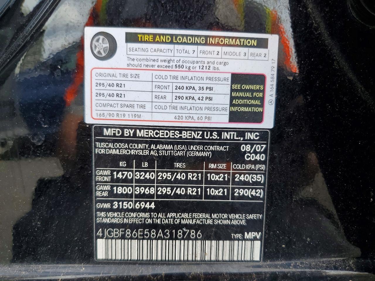 2008 MERCEDES-BENZ GL 550 4MATIC photo 13