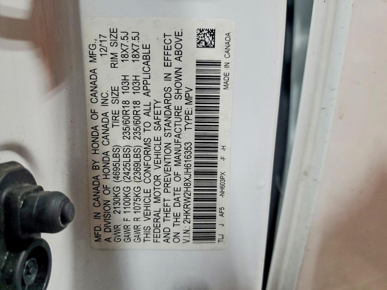 2018 HONDA CR-V EXL photo 12