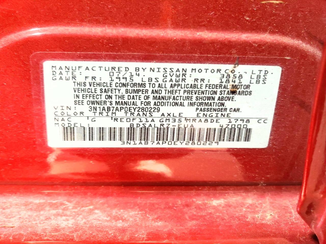 2014 NISSAN SENTRA S photo 12