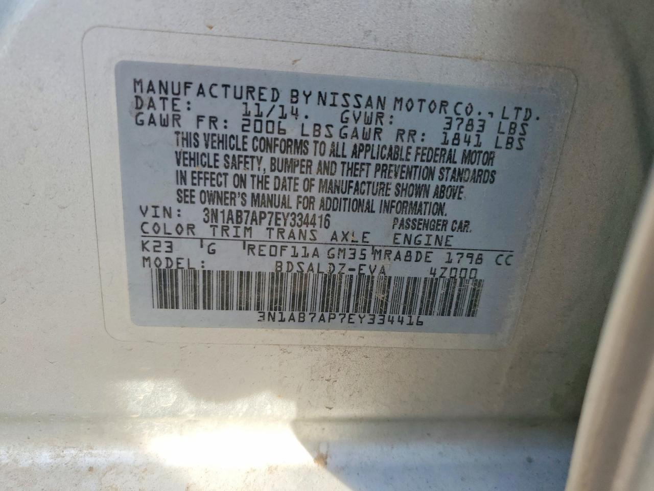 2014 NISSAN SENTRA S photo 34