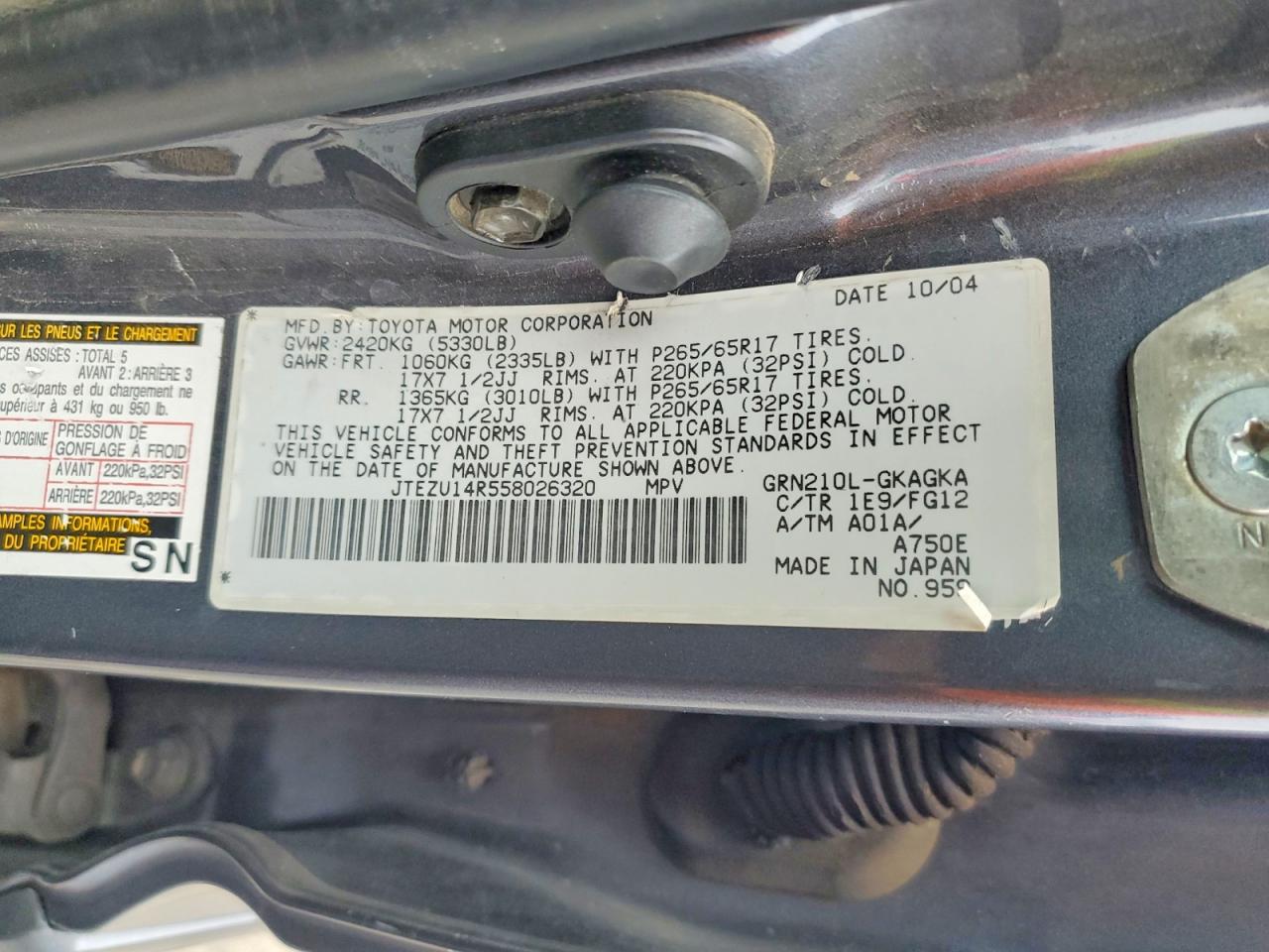 2005 TOYOTA 4RUNNER SR5 photo 13