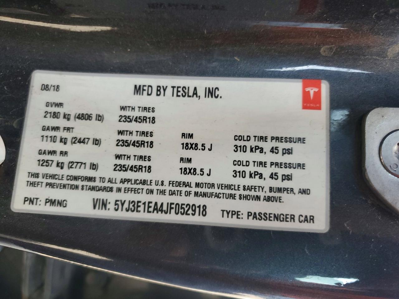 2018 TESLA MODEL 3 photo 12
