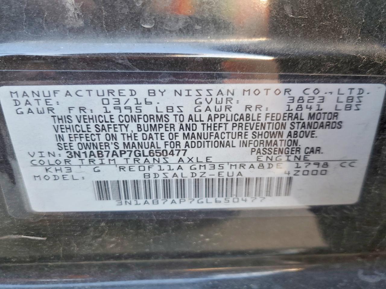 2016 NISSAN SENTRA S photo 13