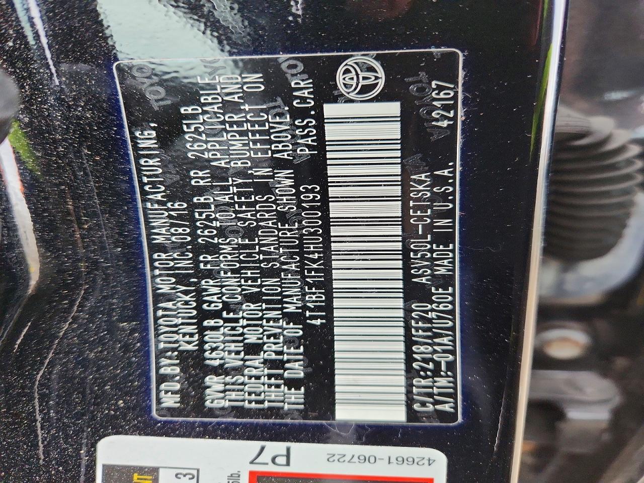 2017 TOYOTA CAMRY LE photo 13