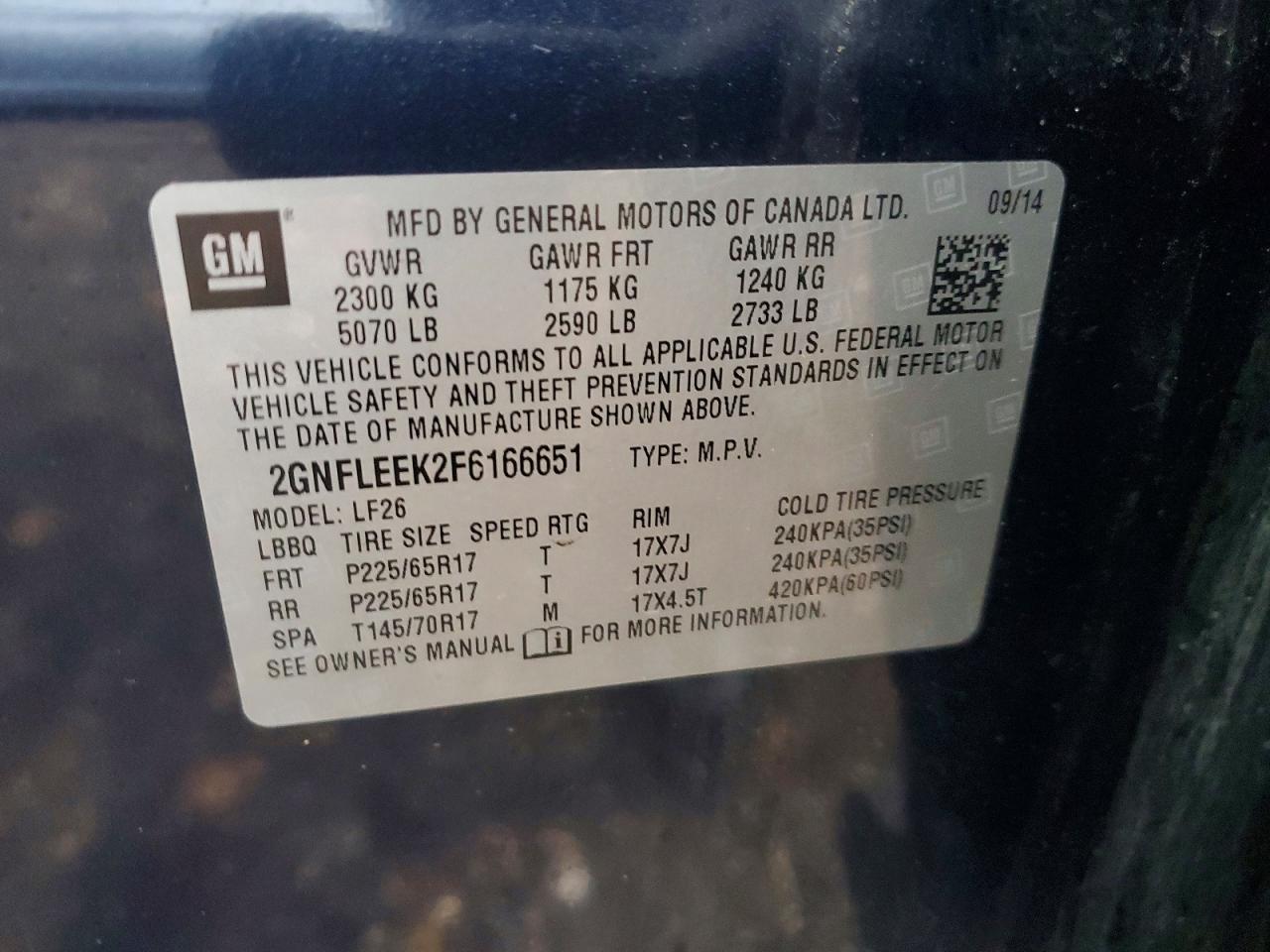 2015 CHEVROLET EQUINOX LS photo 13