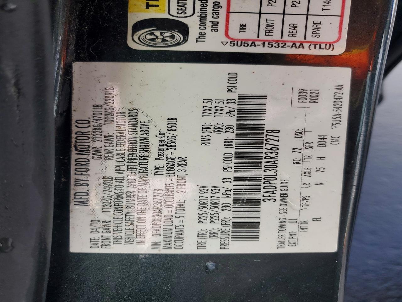 2010 FORD FUSION HYBRID photo 12