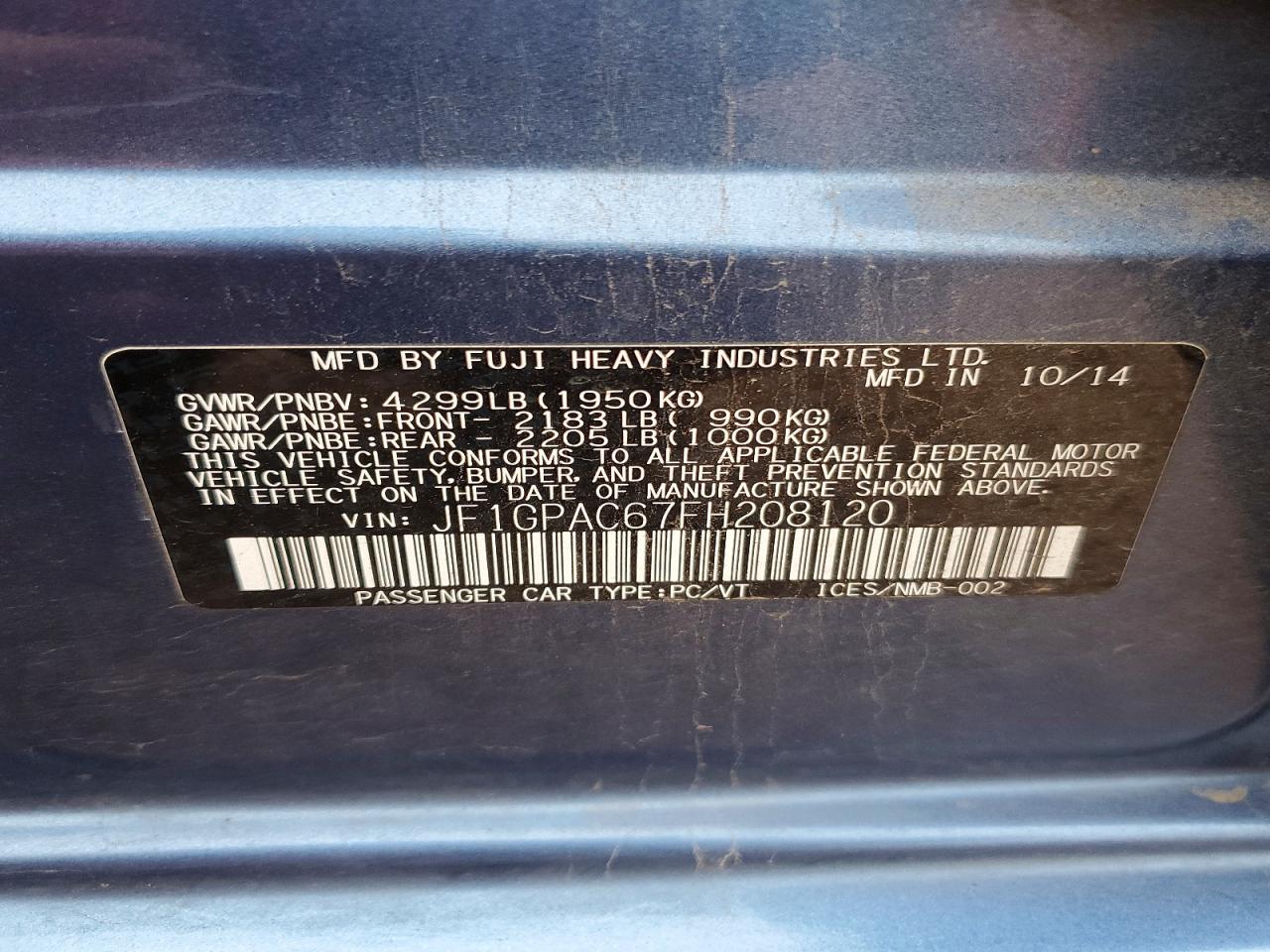 2015 SUBARU IMPREZA PREMIUM photo 13