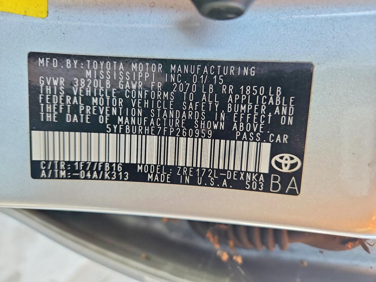 2015 TOYOTA COROLLA LE photo 12