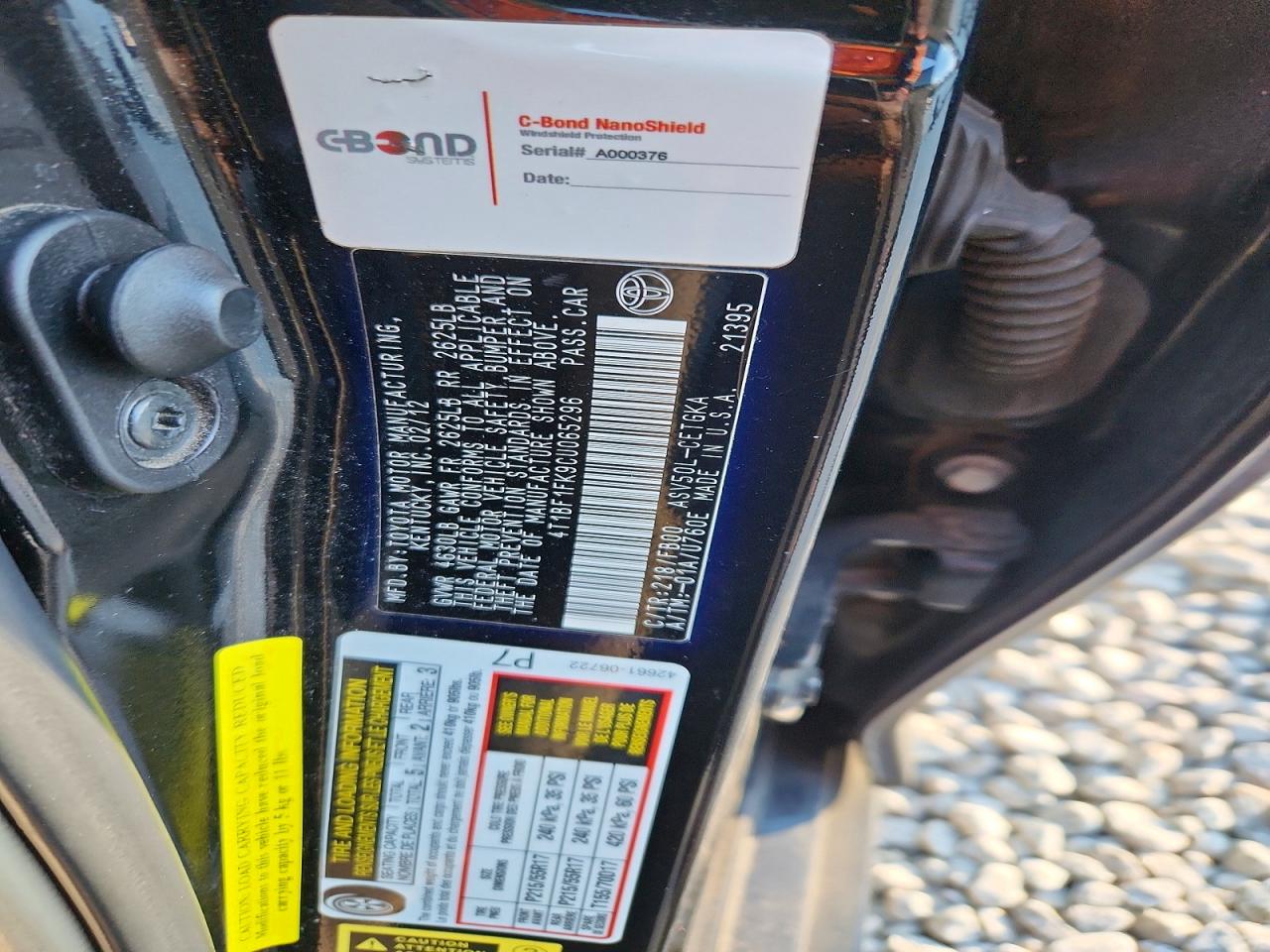 2012 TOYOTA CAMRY BASE photo 12
