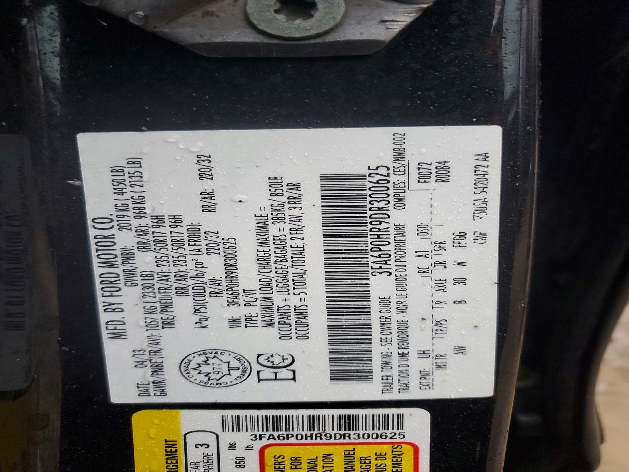 2013 FORD FUSION SE photo 12