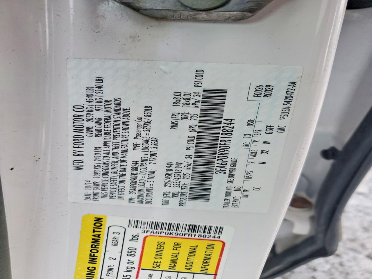 2015 FORD FUSION TITANIUM photo 12