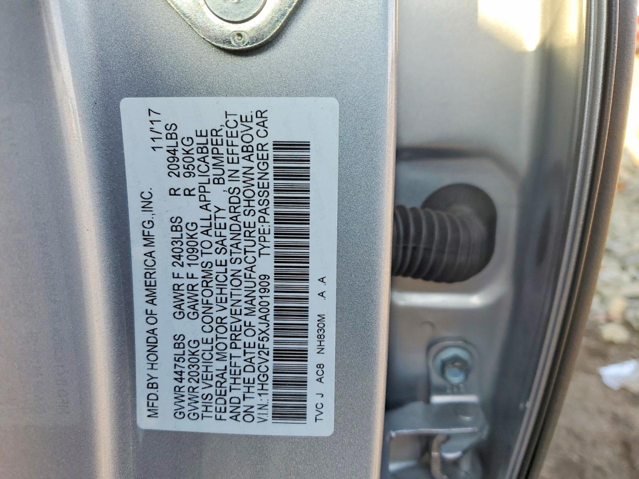 2018 HONDA ACCORD EXL photo 23