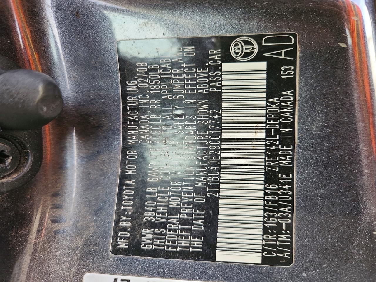 2009 TOYOTA COROLLA BASE photo 12