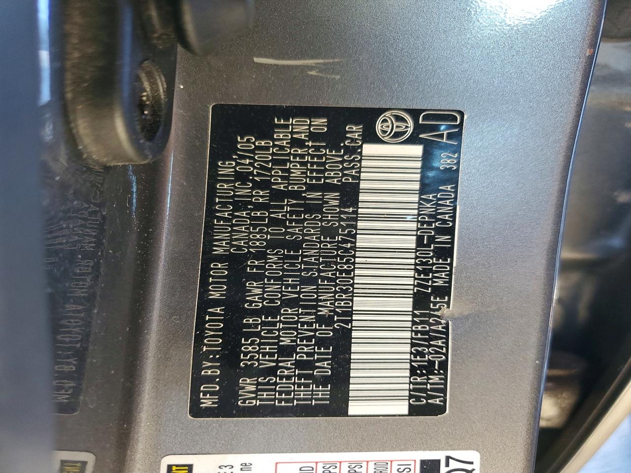 2005 TOYOTA COROLLA CE photo 12