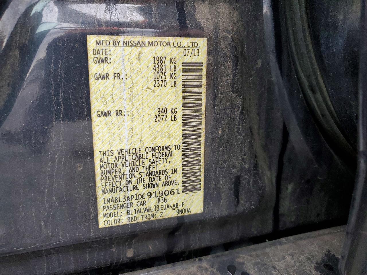 2013 NISSAN ALTIMA 3.5S photo 12