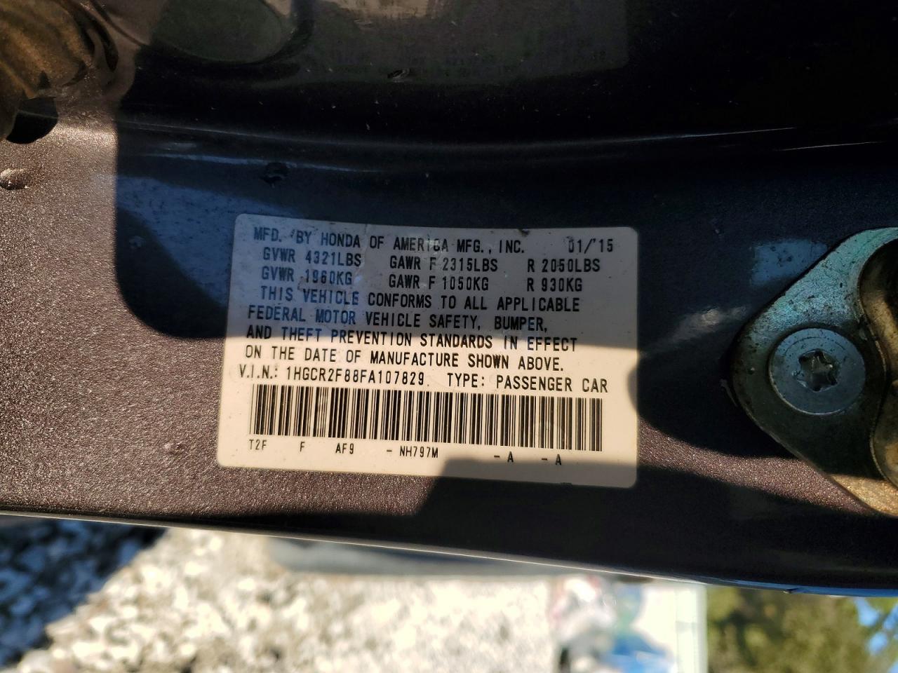 2015 HONDA ACCORD EXL photo 12