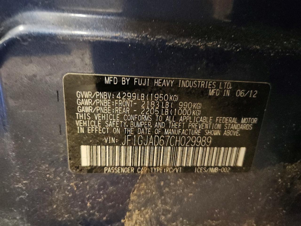 2012 SUBARU IMPREZA PREMIUM photo 12