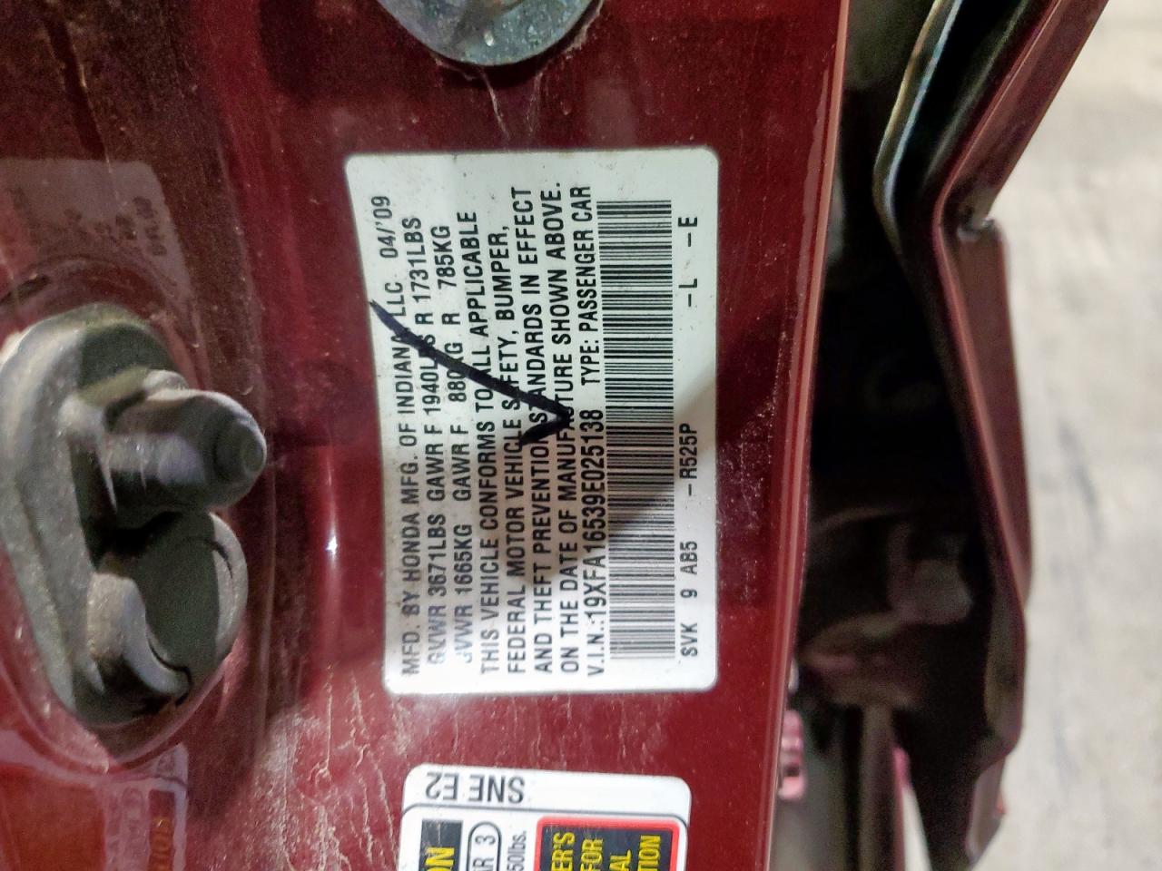 2009 HONDA CIVIC LX photo 12
