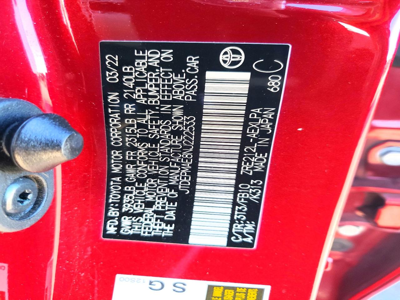 2022 TOYOTA COROLLA LE photo 23