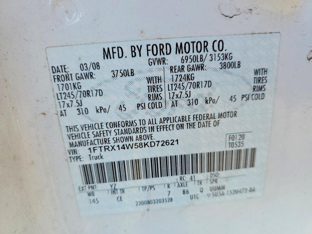 2008 FORD F150 SUPERCAB 4X4 P/U photo 12