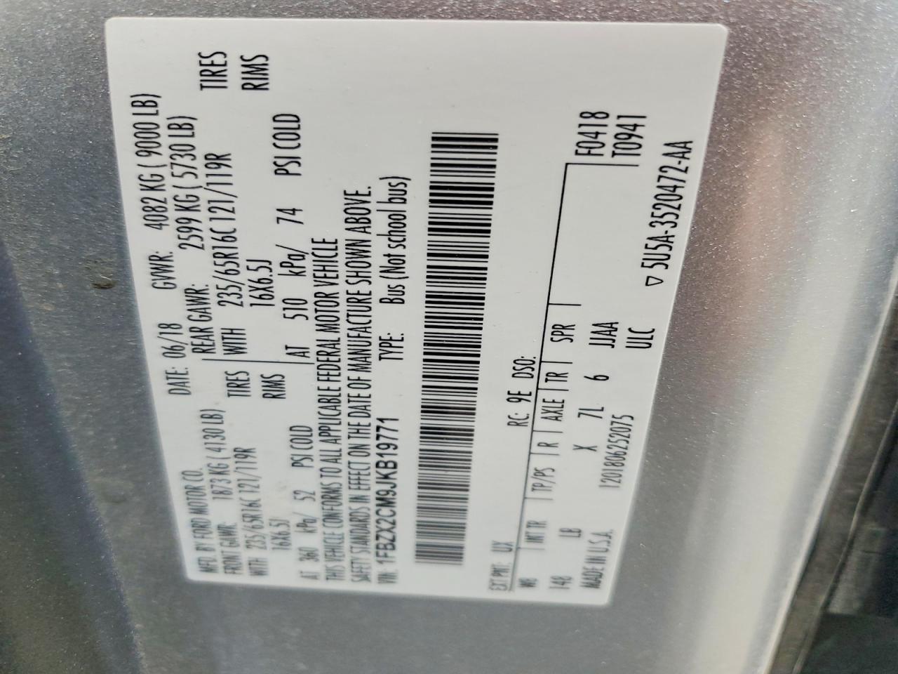 2018 FORD TRANSIT T-350 photo 14