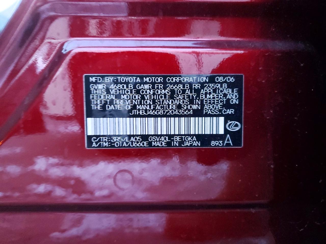 2007 LEXUS ES 350 photo 34