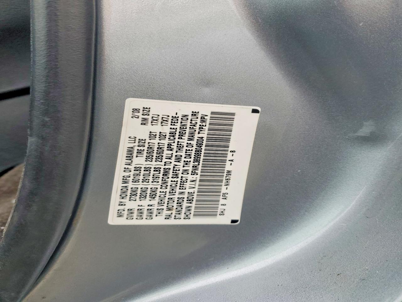 2008 HONDA ODYSSEY TOURING photo 13