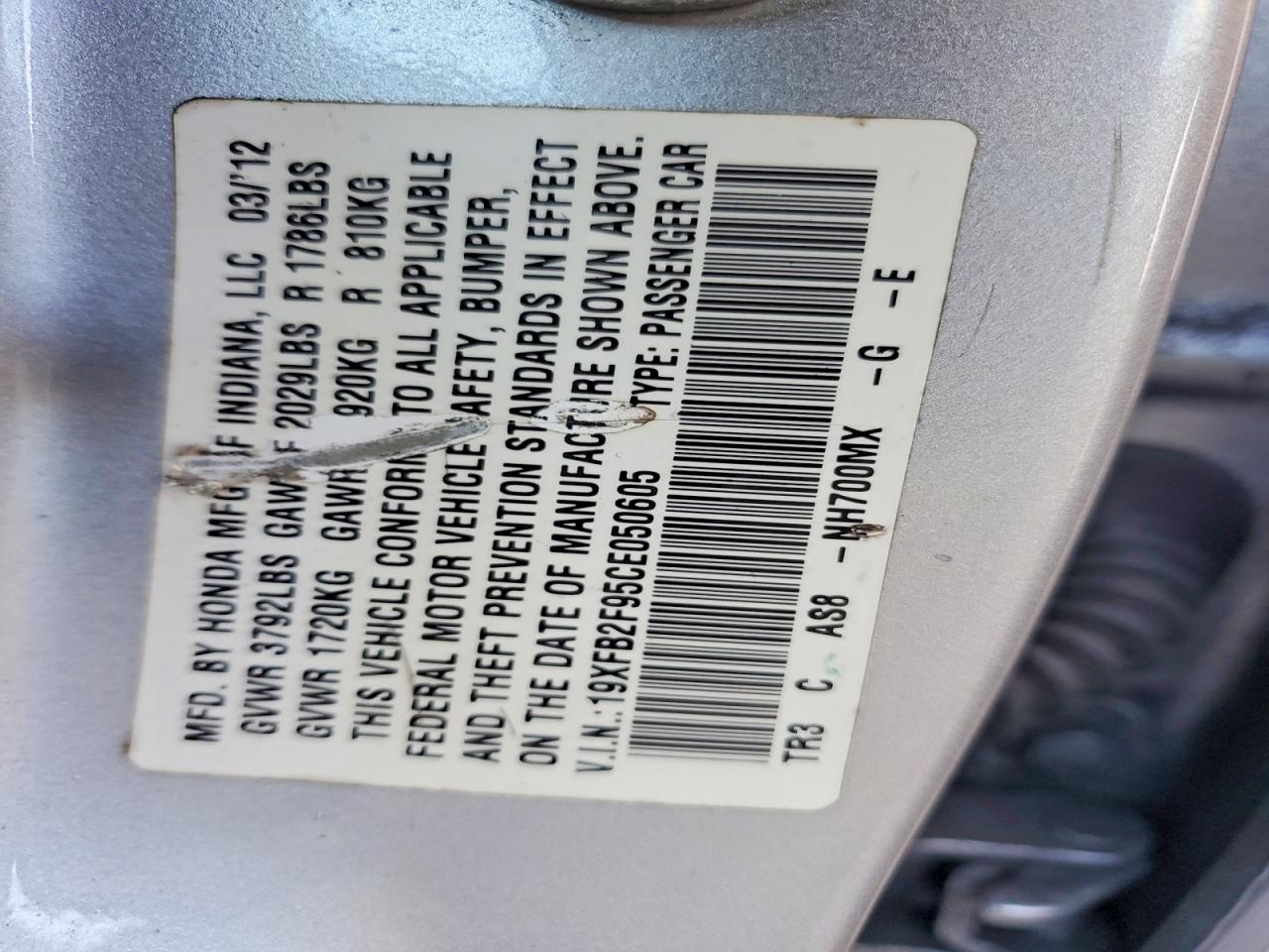 2012 HONDA CIVIC EXL photo 13
