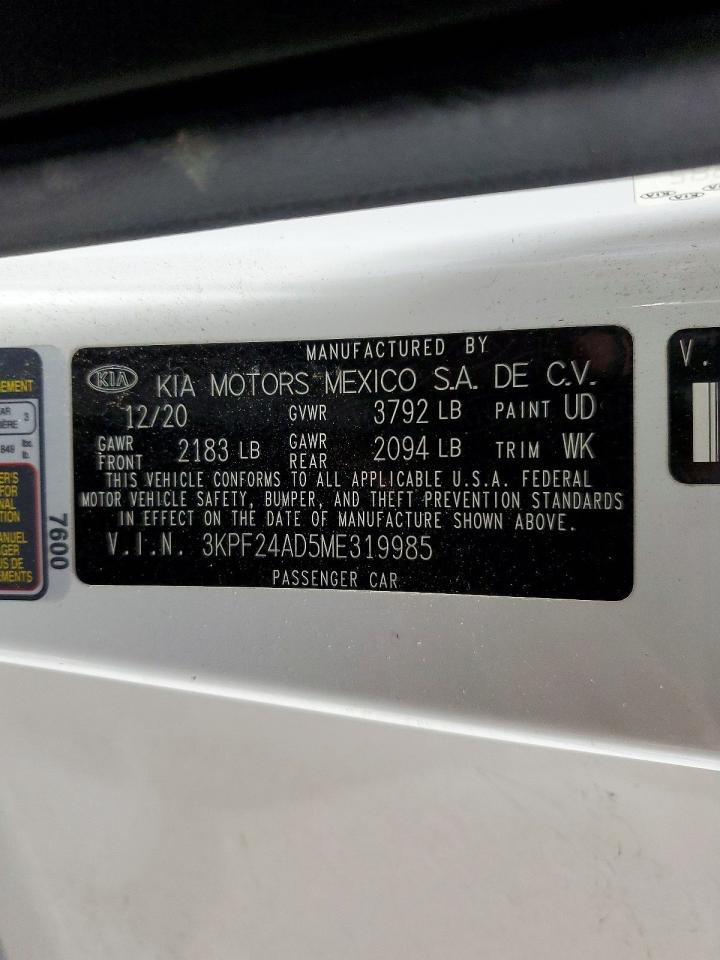 2021 KIA FORTE FE photo 12