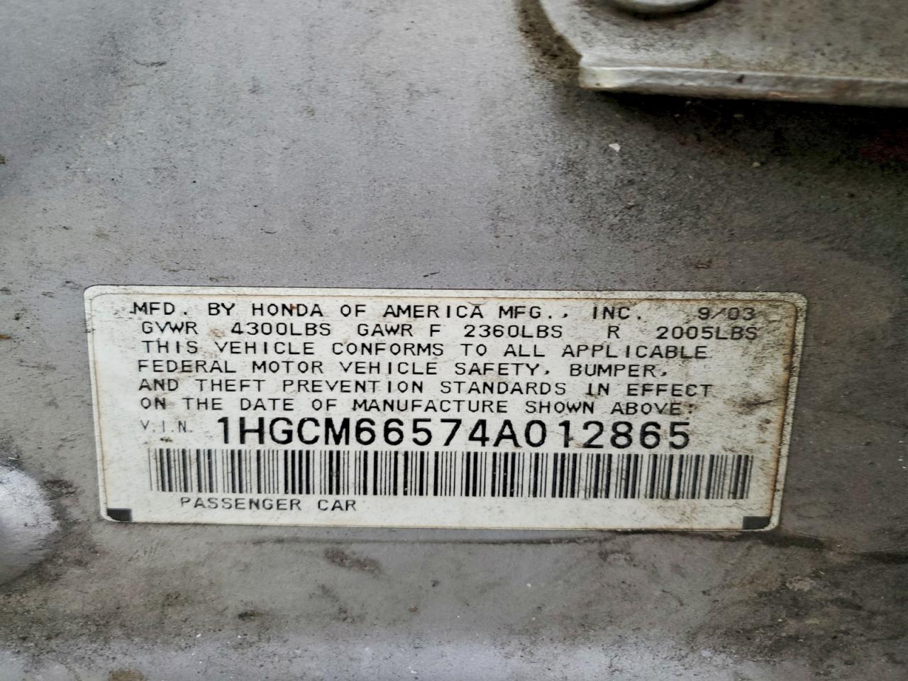 2004 HONDA ACCORD EX photo 12